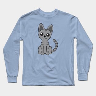 Grey Striped Cat Long Sleeve T-Shirt